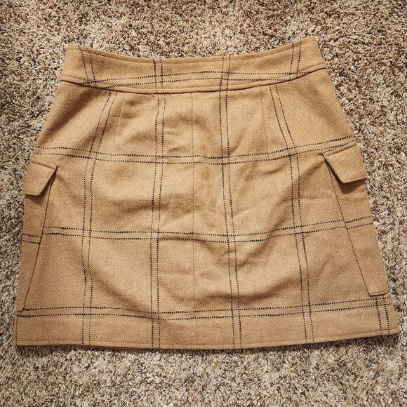 Madewell Fair Trade Wool Blend Windowpane Cargo Mini Skirt Size 6 - Picture 2 of 7